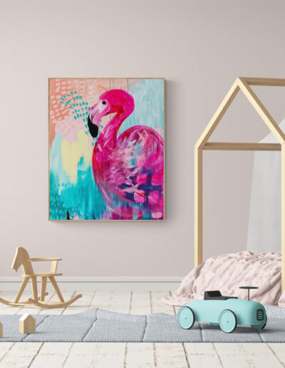 Florence The Flamingo - Clare O'Hara Australian Contemporary Artist - Art to Make You Smile
